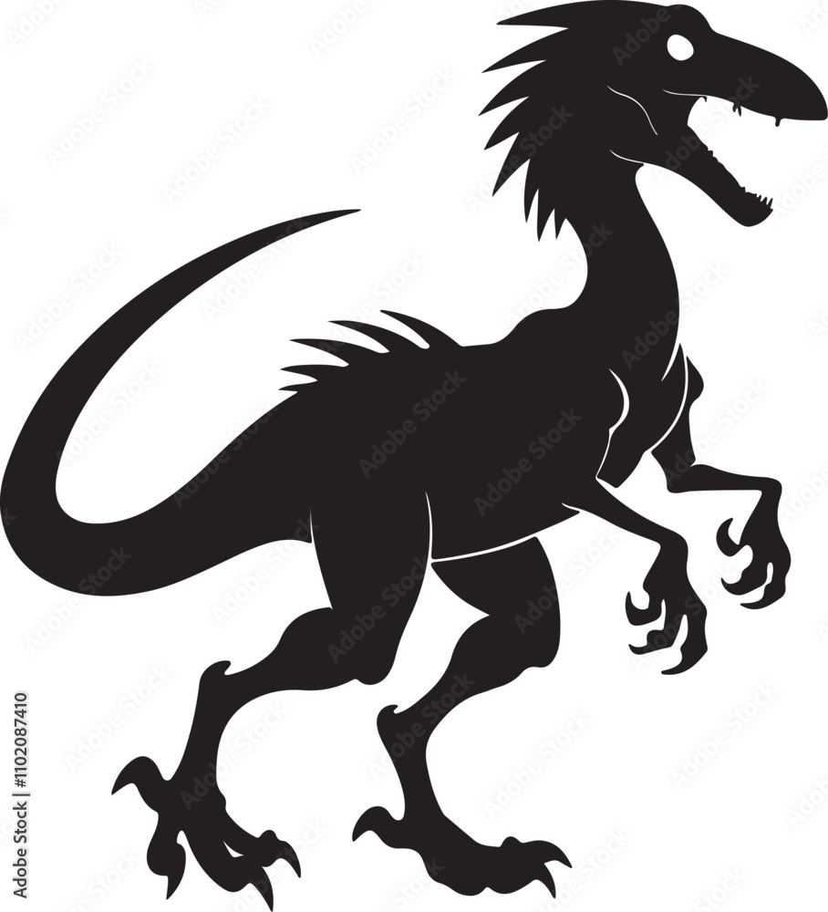 Velociraptor Silhouette Vector for Dinosaur-Inspired Art and Kids Decor. Velociraptor Silhouette Vector for Dinosaur-Inspired Art and Kids Decor.