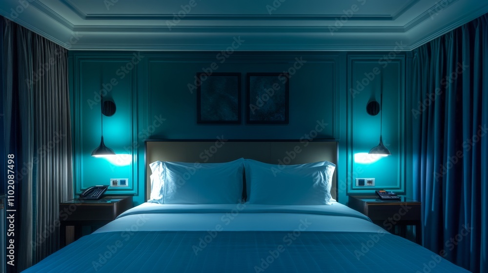Teal Bedroom Interior Design at Night Teal Bedroom Interior Design at Night