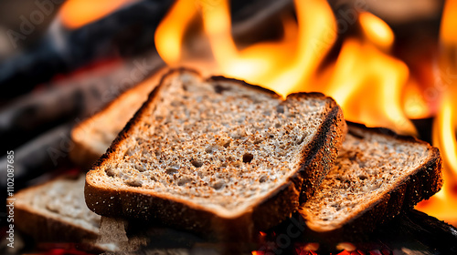 Slices of rye bread with their earthy color and distinct aroma photo