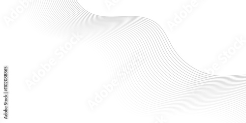 Gray wave curve lines abstract background with flowing particles. Digital energy waves technology concept. Modern backdrop design for business, presentation, banner.