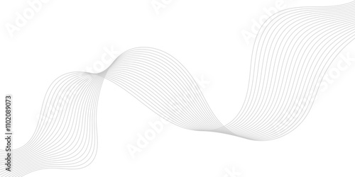 Gray wave curve lines abstract background with flowing particles. Digital energy waves technology concept. Modern backdrop design for business, presentation, banner.