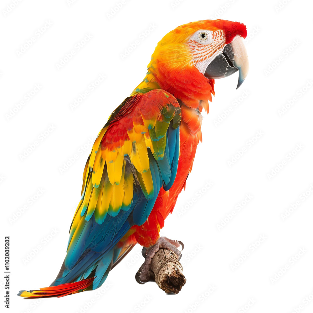 Fototapeta premium Colorful Macaw Parrot Isolated on Transparent Background