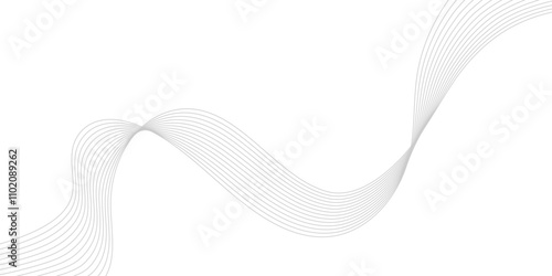 Gray wave curve lines abstract background with flowing particles. Digital energy waves technology concept. Modern backdrop design for business, presentation, banner.