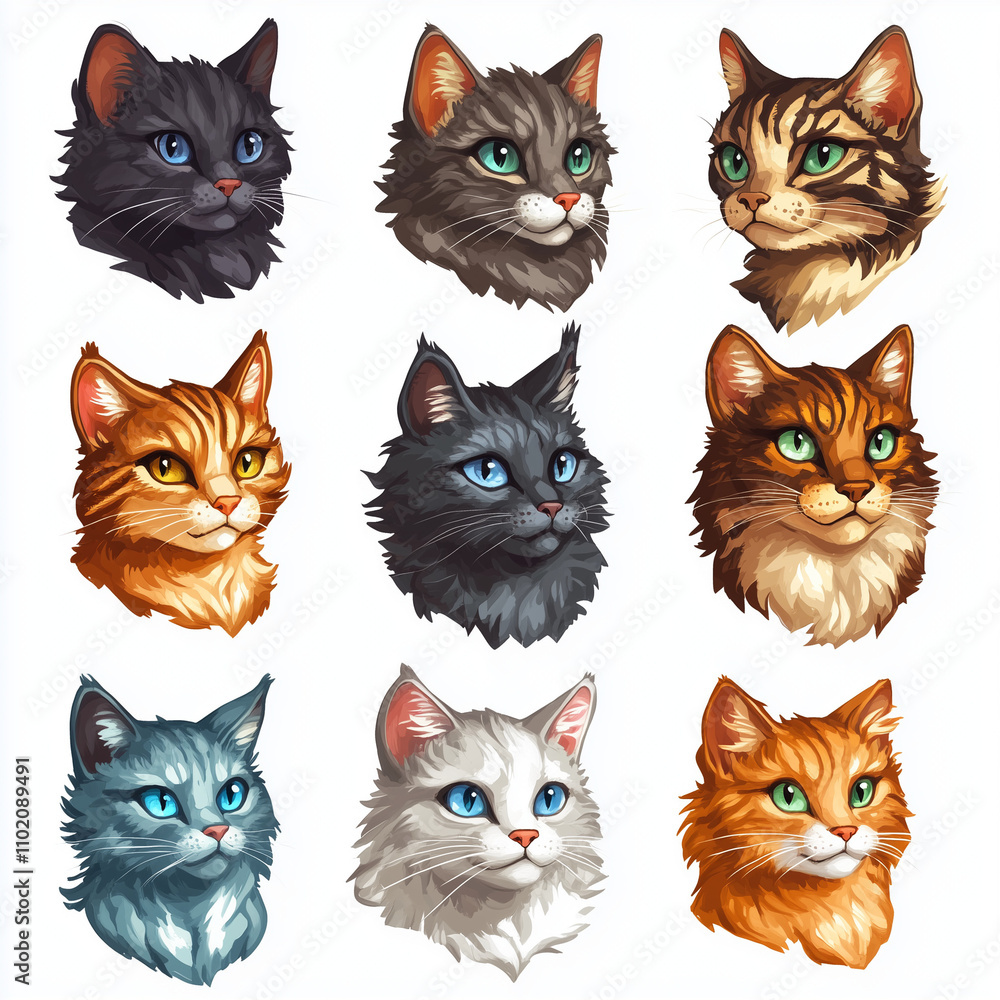 2d Cats Game Assets. Cartoon Style Cats for Game Development. 2d Cats Game Assets. Cartoon Style Cats for Game Development.