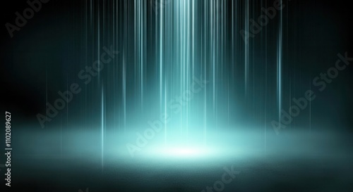 Serene blue digital rainfall on dark background