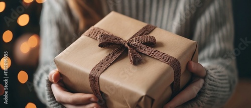 Beautifully wrapped gifts and presents being exchanged during a cozy and joyful holiday gathering showcasing the tradition and spirit of the winter season photo