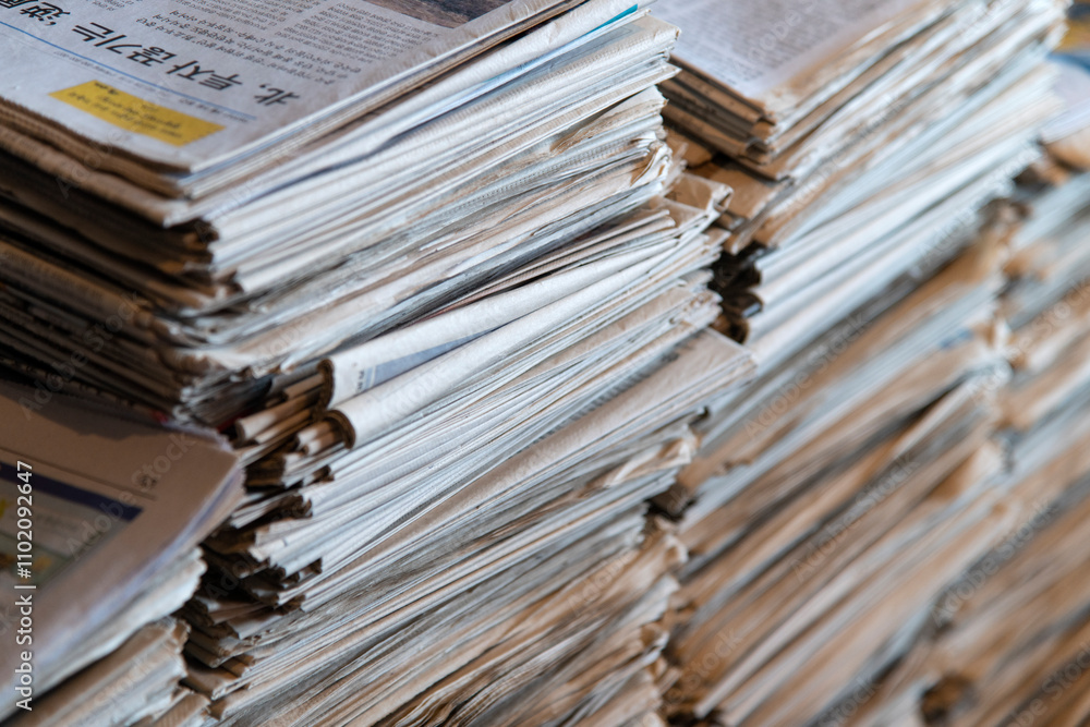 stack of the old Korean newspaper stack of the old Korean newspaper