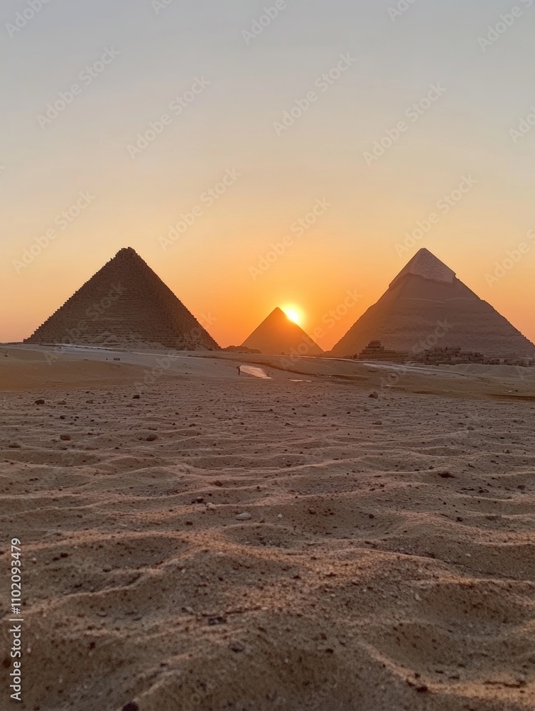 Sunset over the Majestic Pyramids of Giza Sunset over the Majestic Pyramids of Giza