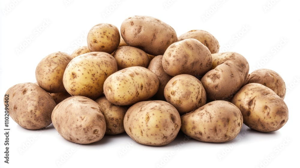 Heap of fresh potatoes isolated on white background Heap of fresh potatoes isolated on white background