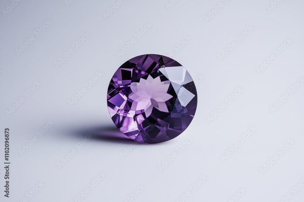precious gem display, a clear and radiant amethyst gemstone standing alone on a stylish white background, radiating elegance and beauty precious gem display, a clear and radiant amethyst gemstone standing alone on a stylish white background, radiating elegance and beauty