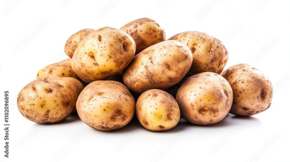 Heap of fresh potatoes isolated on white background Heap of fresh potatoes isolated on white background