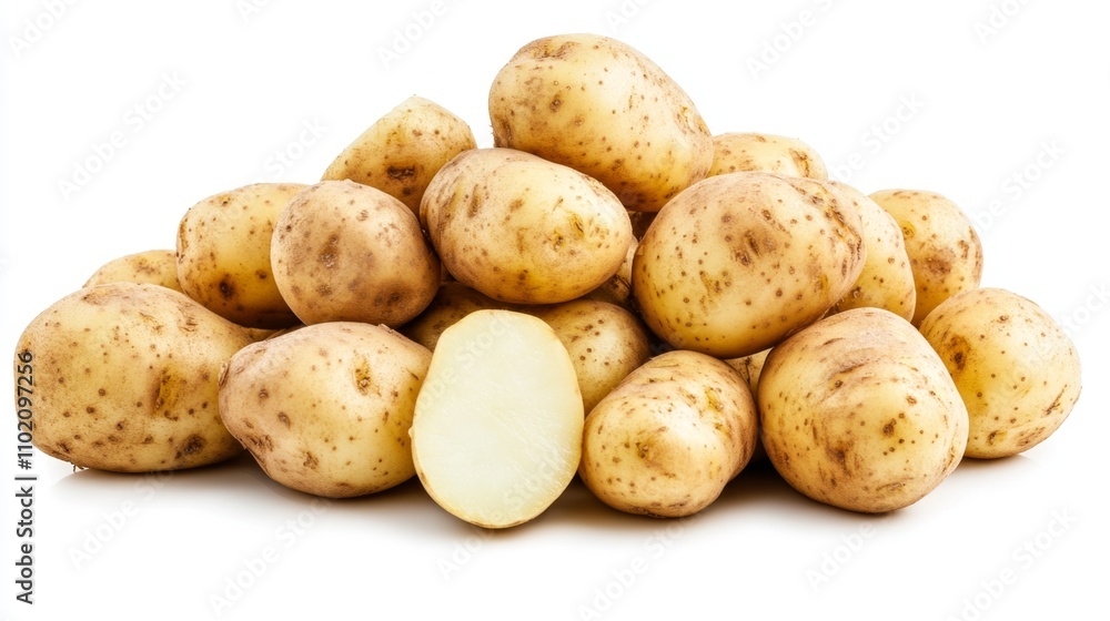 Heap of fresh potatoes isolated on white background Heap of fresh potatoes isolated on white background