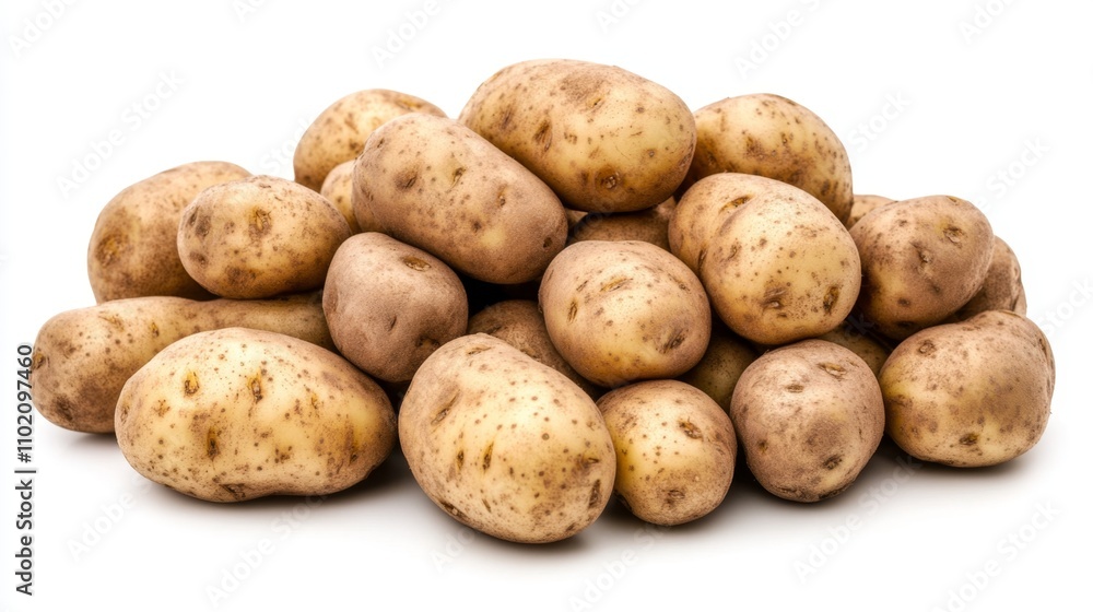 Heap of fresh potatoes isolated on white background Heap of fresh potatoes isolated on white background