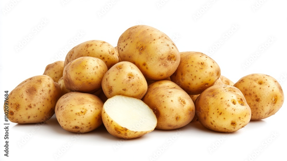 Heap of fresh potatoes isolated on white background Heap of fresh potatoes isolated on white background