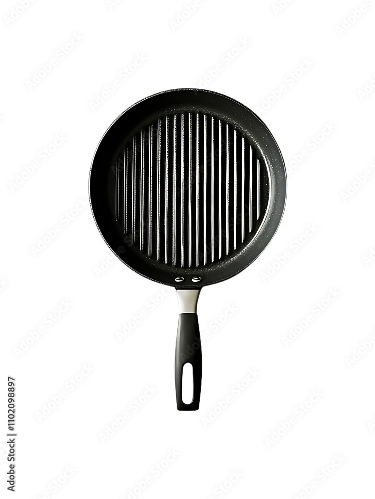 Round Nonstick Grill Pan with Ribbed Surface and Comfortable Handle