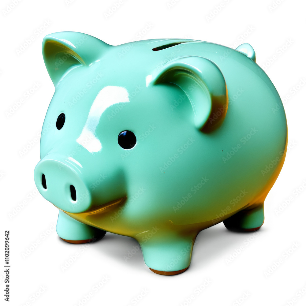 A green piggy bank with a cute face on it. Isolated on transparent background. A green piggy bank with a cute face on it. Isolated on transparent background.