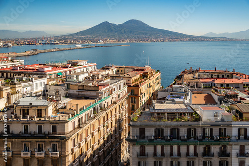 Vesuvius and the bas of Naples from Monte Echia, Italy