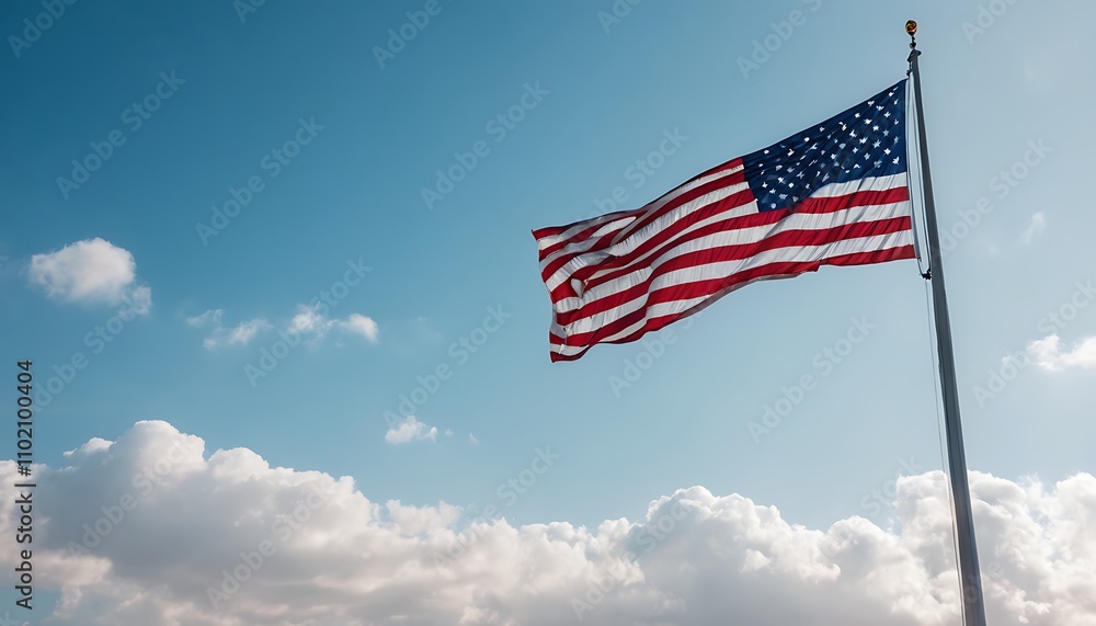 USA flag on the wind, waving flag, American Flag in Sky, Country Flag, USA flag on the wind, waving flag, American Flag in Sky, Country Flag,