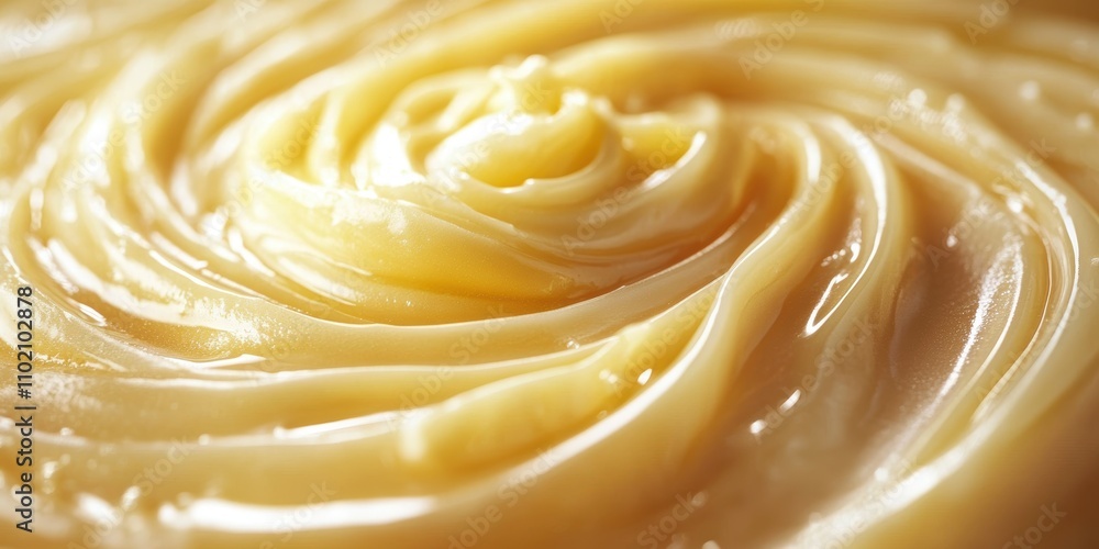 Close-up image of rich, creamy texture of swirled caramel or custard dessert, highlighting its glossy and delicious appearance for food enthusiasts. Close-up image of rich, creamy texture of swirled caramel or custard dessert, highlighting its glossy and delicious appearance for food enthusiasts.