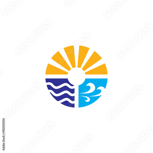 solar energy wind water logo vector illustration