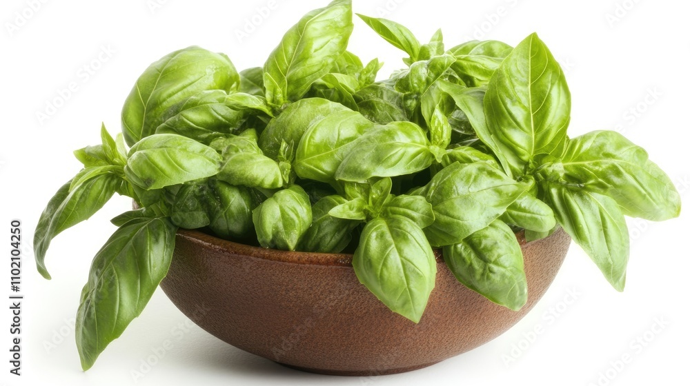 Small bowl of basil pesto, isolated on a white background, showing vibrant green color Small bowl of basil pesto, isolated on a white background, showing vibrant green color