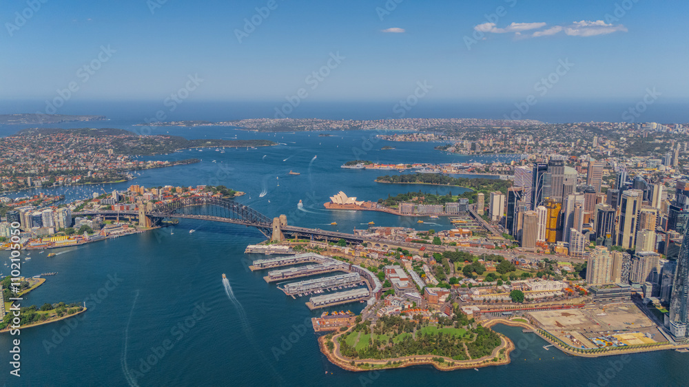 Aerial View of Sydney Harbour Balmain Darling harbour Sydney CBD cockle Bay Wharf North Sydney harbour bridge Lavender Bay Milsons Point Manly on a warm summer day blue skies Aerial View of Sydney Harbour Balmain Darling harbour Sydney CBD cockle Bay Wharf North Sydney harbour bridge Lavender Bay Milsons Point Manly on a warm summer day blue skies