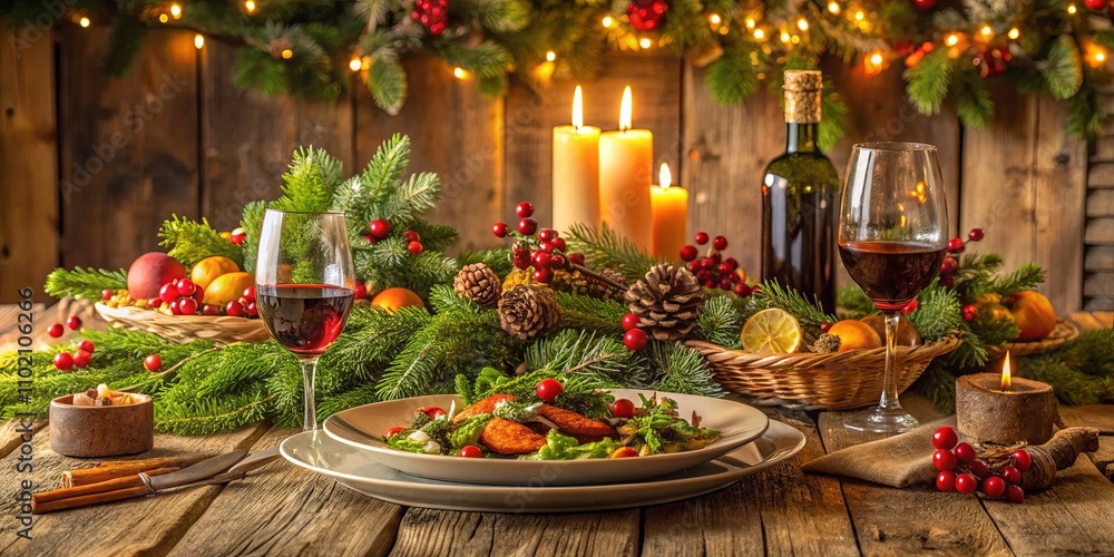 Festive Table Setting with Holiday Dishes and Decor Festive Table Setting with Holiday Dishes and Decor