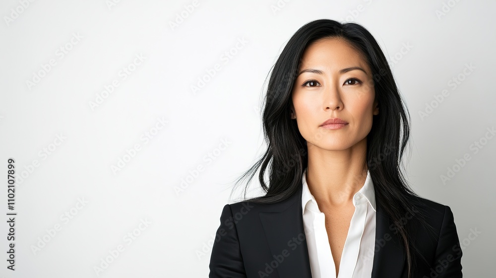 Confident and Powerful: A portrait of a professional woman exuding confidence and strength, with a direct gaze and a sharp, tailored suit. She conveys determination, leadership, and success. Confident and Powerful: A portrait of a professional woman exuding confidence and strength, with a direct gaze and a sharp, tailored suit. She conveys determination, leadership, and success.