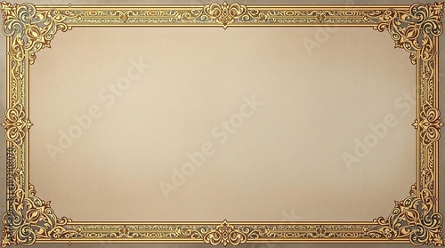 Old parchment with ornate gold border and subtle sky pattern, intricate, paper, luxury
