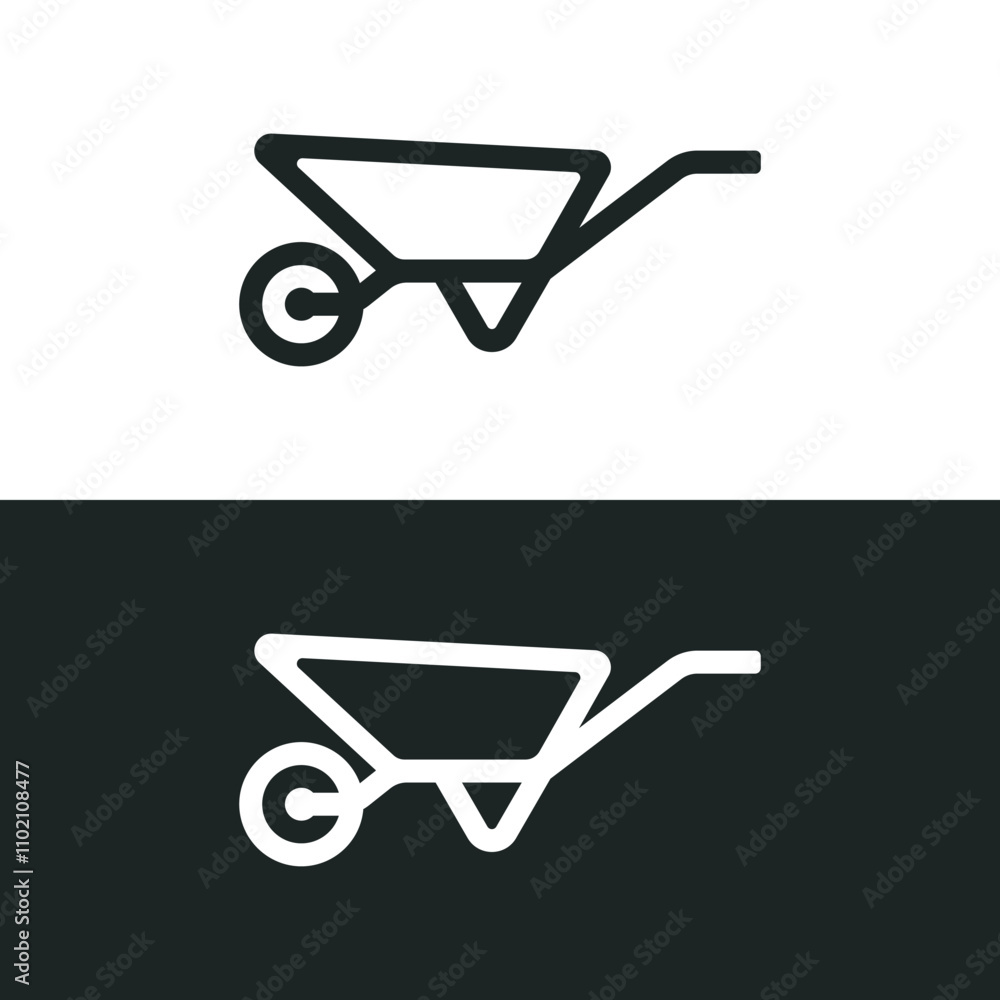 Wheelbarrow icon isolated on white background. Vector illustrations are made with vector-based software, not AI generated results. Wheelbarrow icon isolated on white background. Vector illustrations are made with vector-based software, not AI generated results.