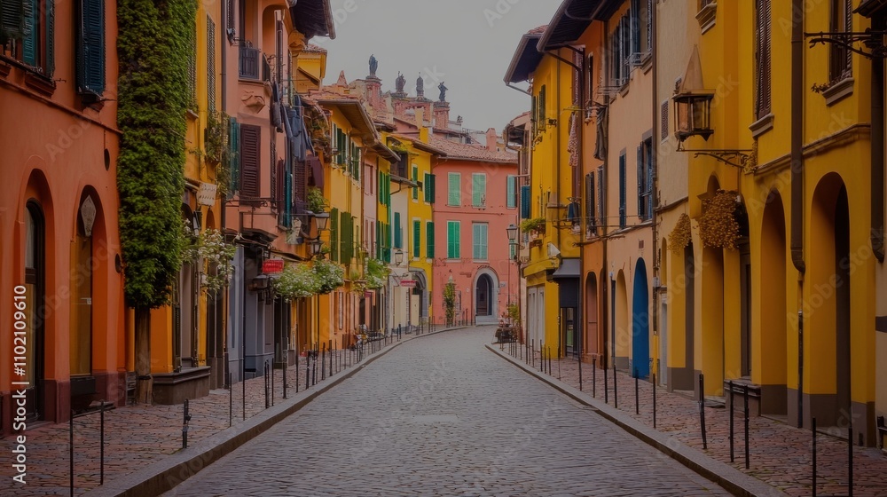 Fototapeta premium Charming Cobblestone Streets of a Historic Italian Town