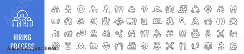 Hiring Process web icons in line style. Human resources, training, work, job, candidates, collection. Vector illustration.