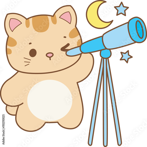 Illustration of cute kitty icon.
Funny cat in daily activities elements.
