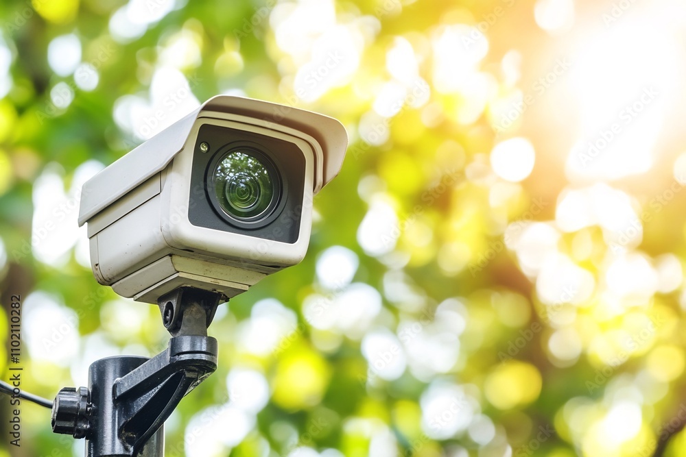 Security CCTV Mounted on Modern Building Wall in Urban City Landscape Security CCTV Mounted on Modern Building Wall in Urban City Landscape