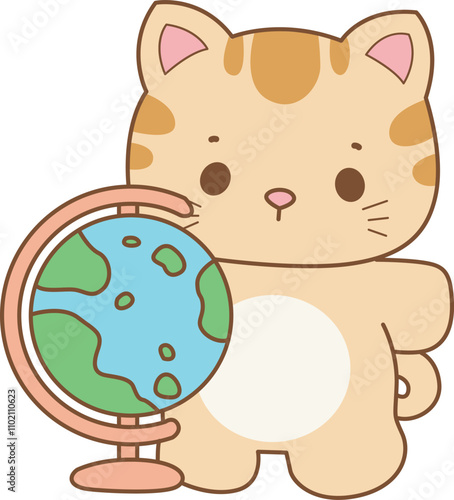 Illustration of cute kitty icon.
Funny cat in daily activities elements.
