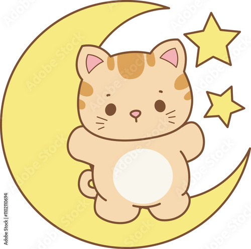 Illustration of cute kitty icon.
Funny cat in daily activities elements.
