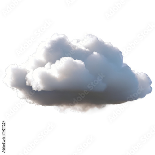 A large white cloud with a grayish tint. Isolated on transparent background.