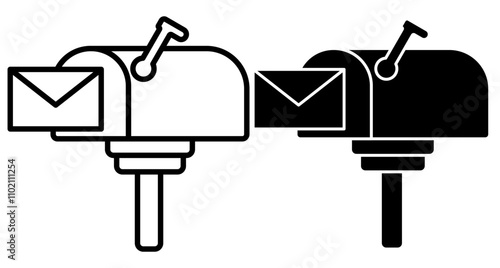 Mailbox icon. Post box. PO box. Letter box. flat style pictogram for ui or ux mobile app, design sign logo symbol vector illustration, isolated on white editable