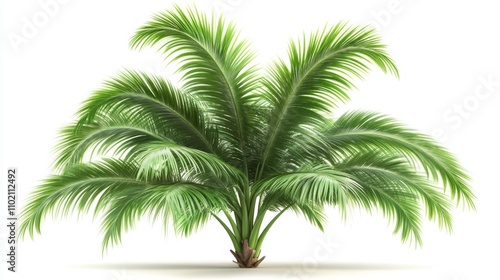 palm with green leaves isolated on white background