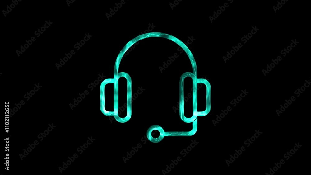 Neon headphones sign animation. Neon headphones sign. Glowing neon line Headphones icon. neon headphone icon animation Neon headphones sign animation. Neon headphones sign. Glowing neon line Headphones icon. neon headphone icon animation