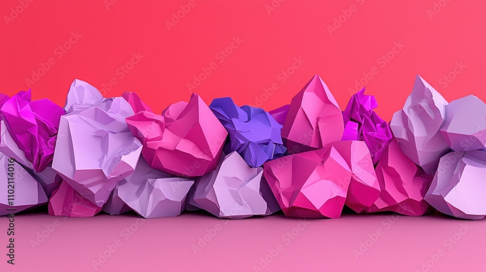 Abstract geometric shapes in pink and purple tones create a striking visual field against a vibrant backdrop. Abstract geometric shapes in pink and purple tones create a striking visual field against a vibrant backdrop.
