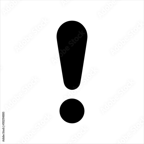 Black exclamation point icon silhouette vector illustration design on white background.