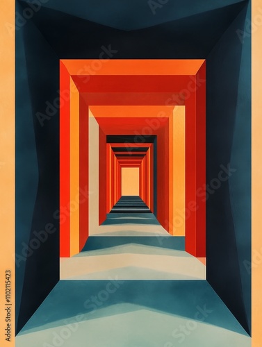 Abstract Pathway to Success  Geometric Symmetry - Geometric shapes symbolize progress  growth  ambition  potential  and achievement.  A vibrant path towards success.