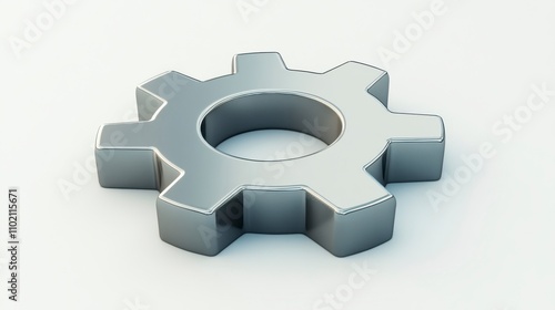 A Sleek and Modern Metallic Gear on a Minimalistic Background for Use in Industrial