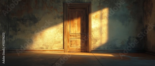 Solitary and empty threshold or doorway evoking a sense of introspection quiet solitude and contemplation The moody lighting and atmospheric setting create a melancholic and mystical ambiance