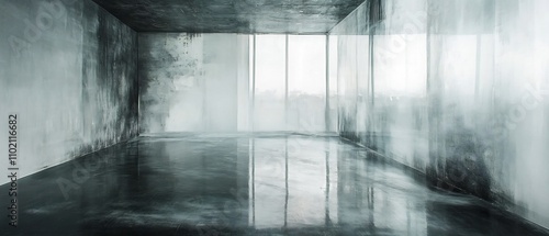 Ambiguous Void An Ethereal Hazy Environment Blending Reality and Abstract Architectural Forms in Transitional Spaces photo