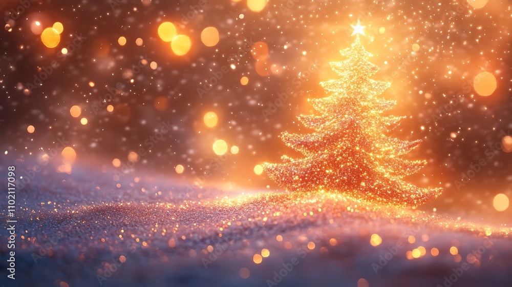 Elegant glowing Christmas tree in holographic style on a clean winter background Elegant glowing Christmas tree in holographic style on a clean winter background
