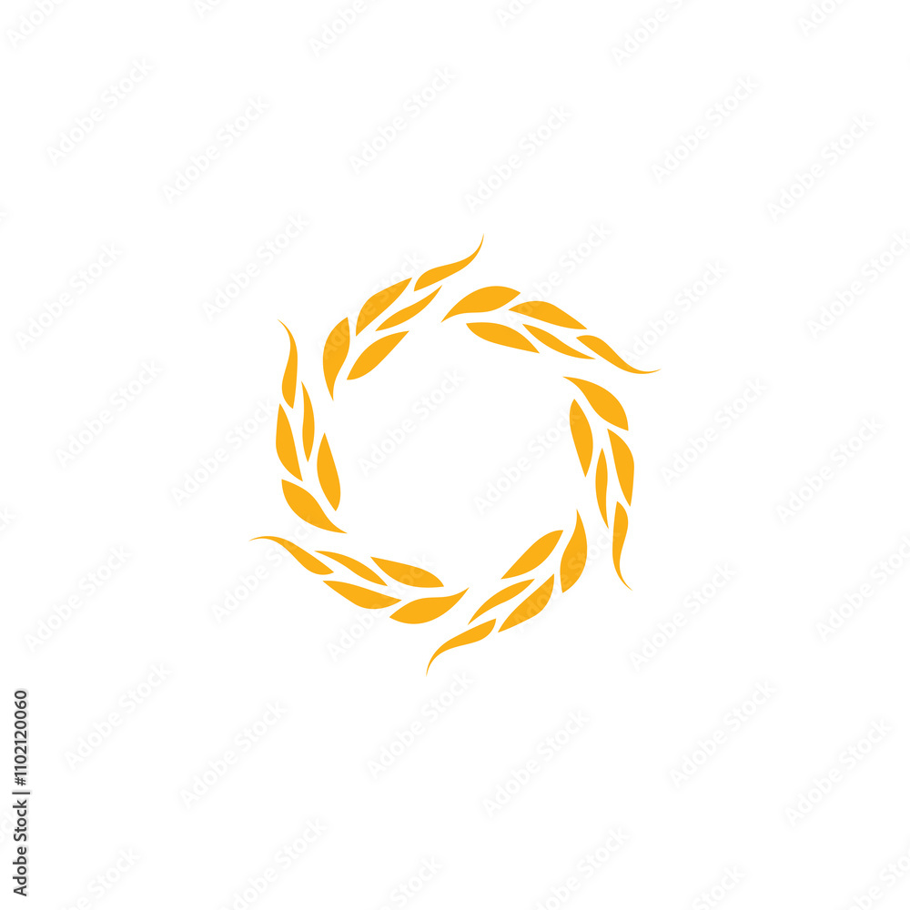 rice circle logo design. Round frame Wheat. Rice and Oat symbol vector. rice circle logo design. Round frame Wheat. Rice and Oat symbol vector.