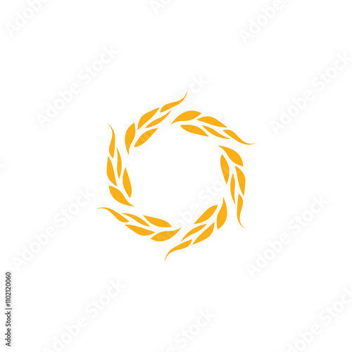 rice circle logo design. Round frame Wheat. Rice and Oat symbol vector.