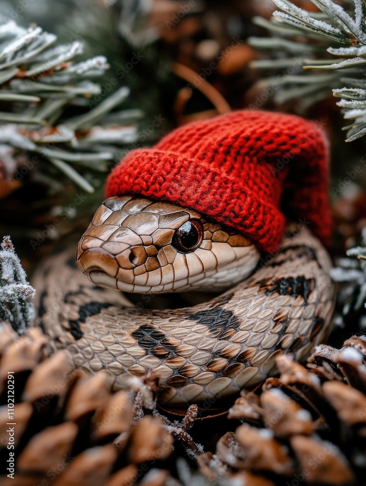 Obraz premium Snake wearing red hat